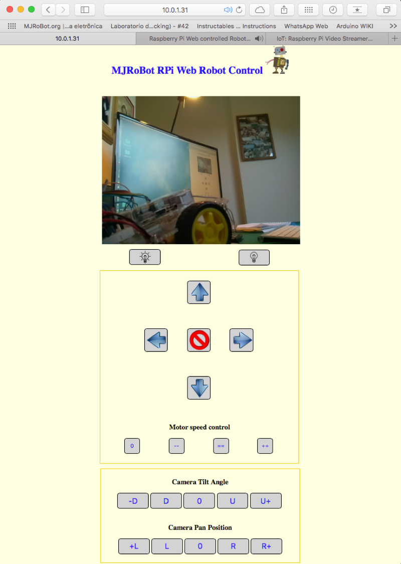 IoT Raspberry Pi Robot With Video Streamer and Pan/Tilt Camera Remote Control Over