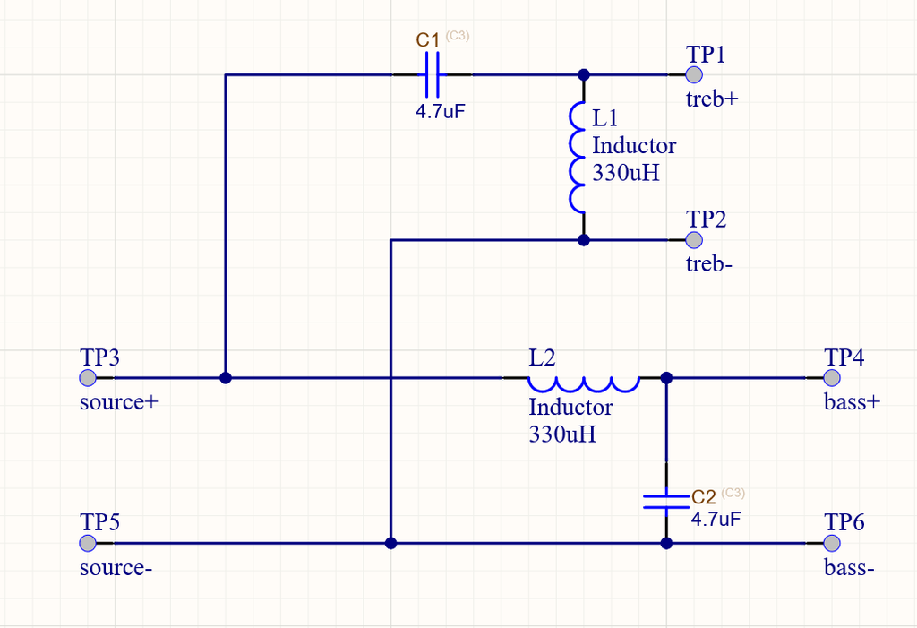 2 way speaker crossover circuit Circuit Diagram