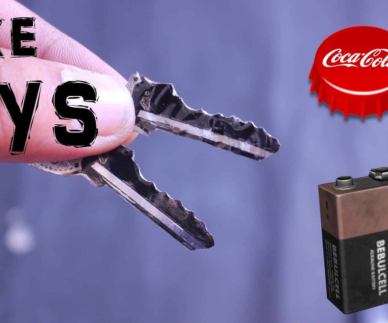  Make Emergency Metal Spare Key With 9V Battery or Coca Cola Cap Improved Version to Plastic