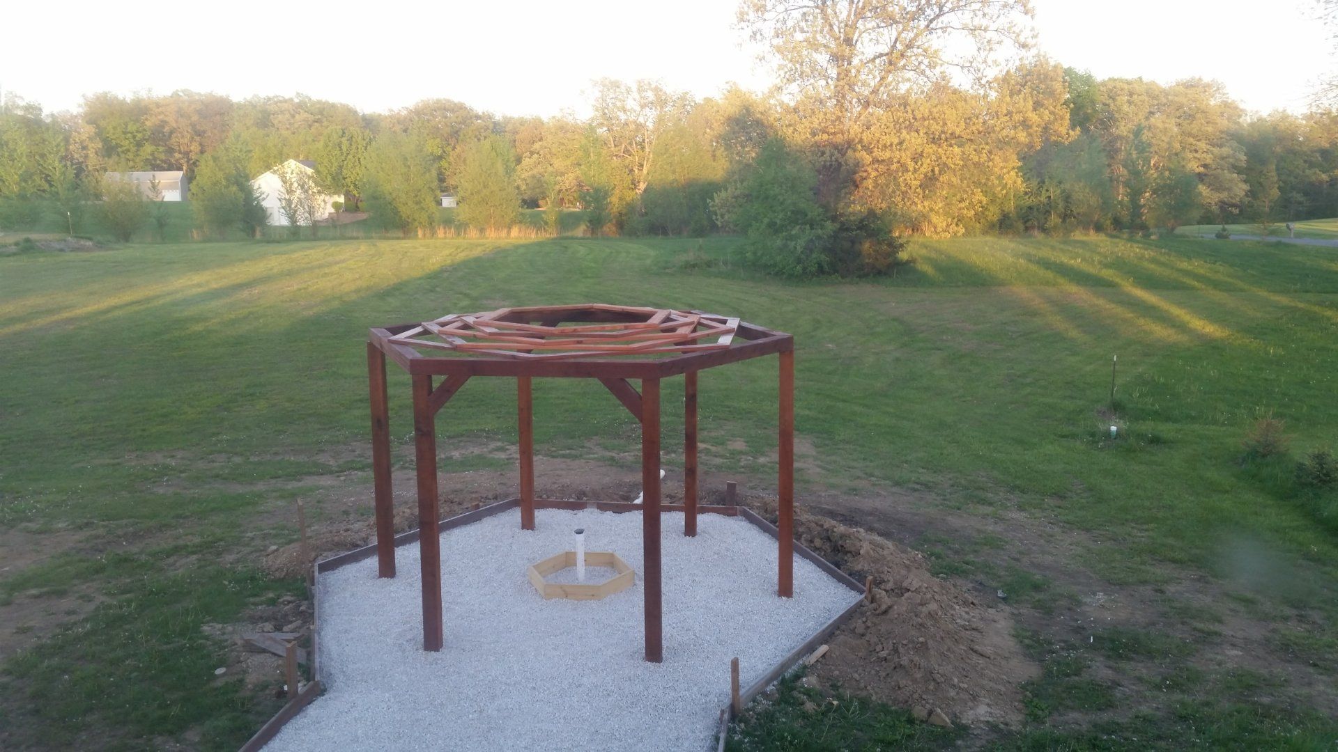 Hexagon Swing With Sunken Fire Pit 8 Steps (with Pictures