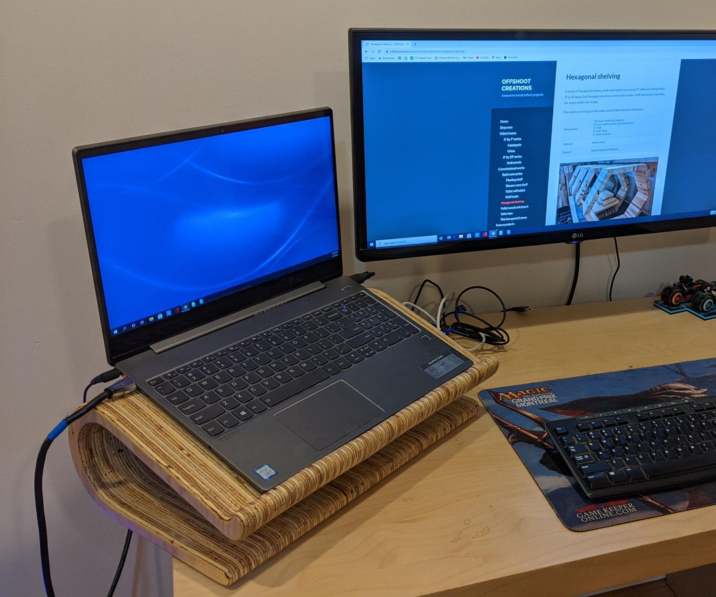 DIY guide for Curvy Plywood Laptop Stand ... With Keyboard Storage! with step-by-step instructions