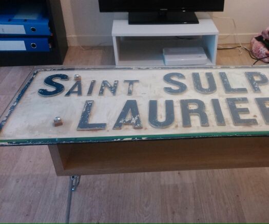 DIY guide for cool french road sign coffee table with step-by-step instructions
