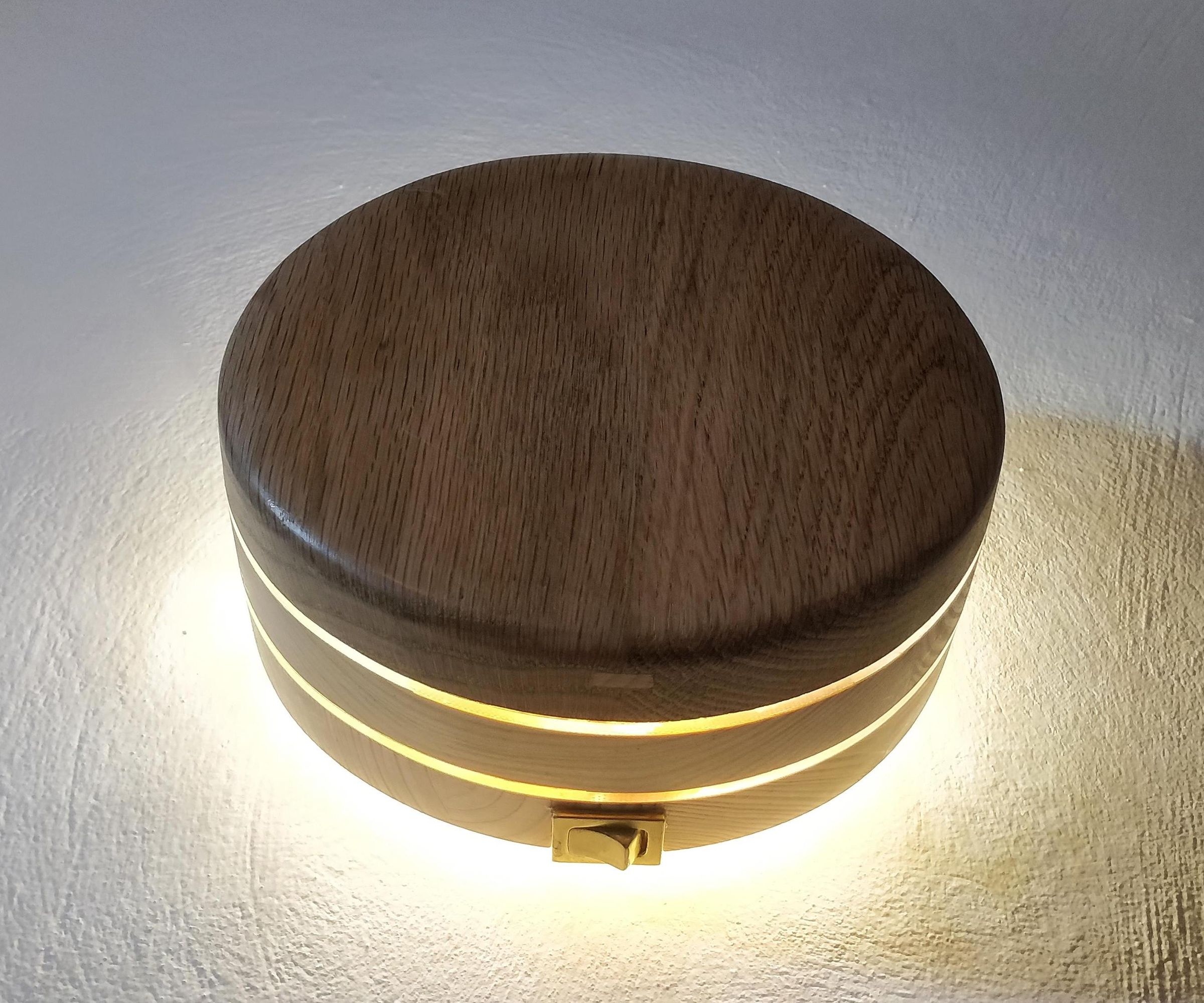 Plug-in Round Wood Wall LED Lamp | Portable Circle Socket Plug Night Lamp