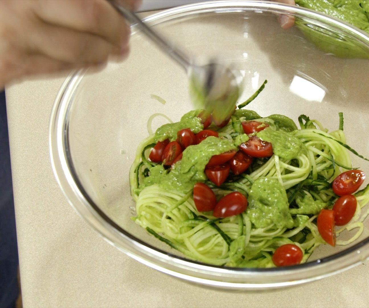 CUCUMBER NOODLES SALAD WITH SOUTHWEST GREEN GODDESS DRESSING
