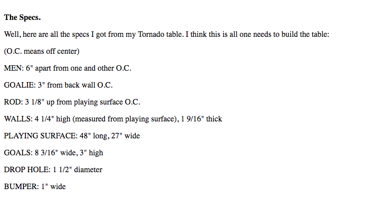 Download Blueprint Foosball Table Dimensions Plans Images