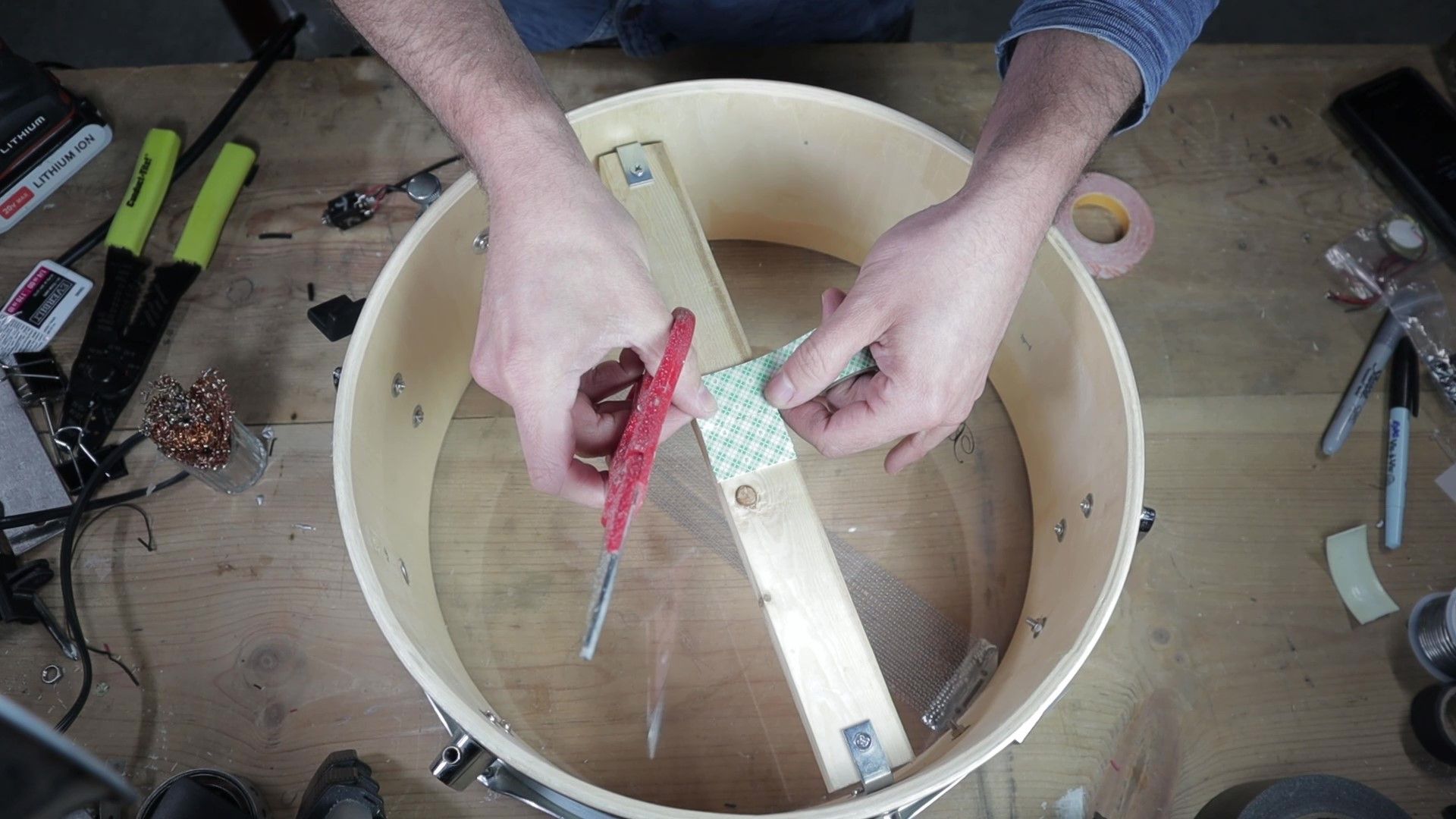 Drum Conversion Acoustic to Electric With DIY Heads and Triggers 6