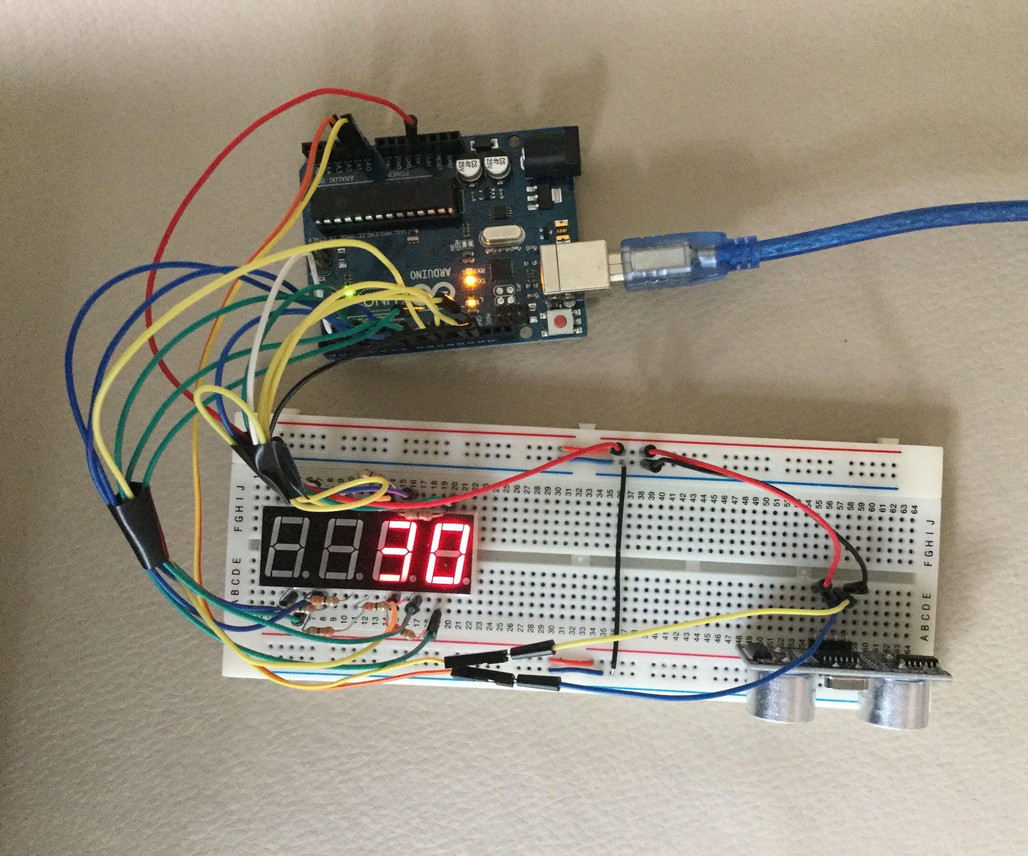 Arduino Ultrasonic Distance Meter With 7 Segment Display. - Instructables