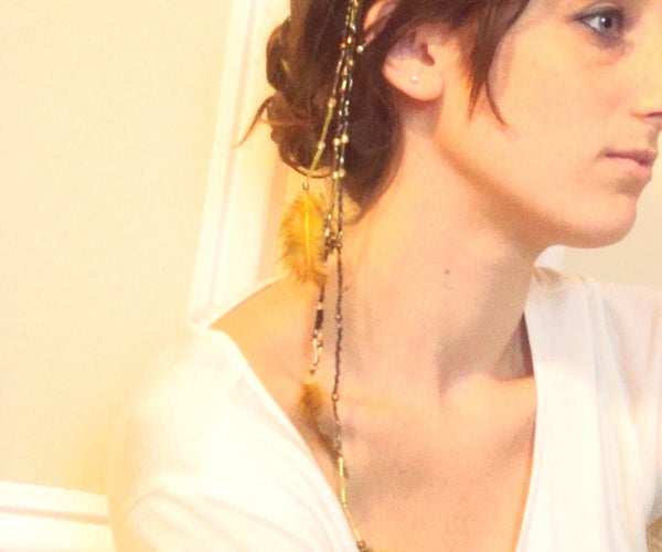 Bead and Feather Strand Hairclip