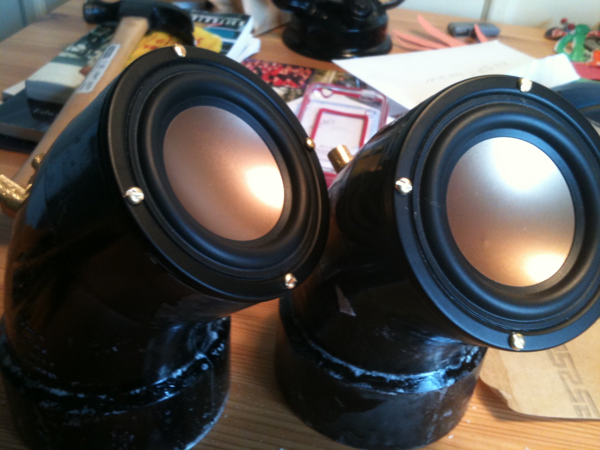 PVC Pipe Desk Speakers With Bass Port 3 Steps Instructables