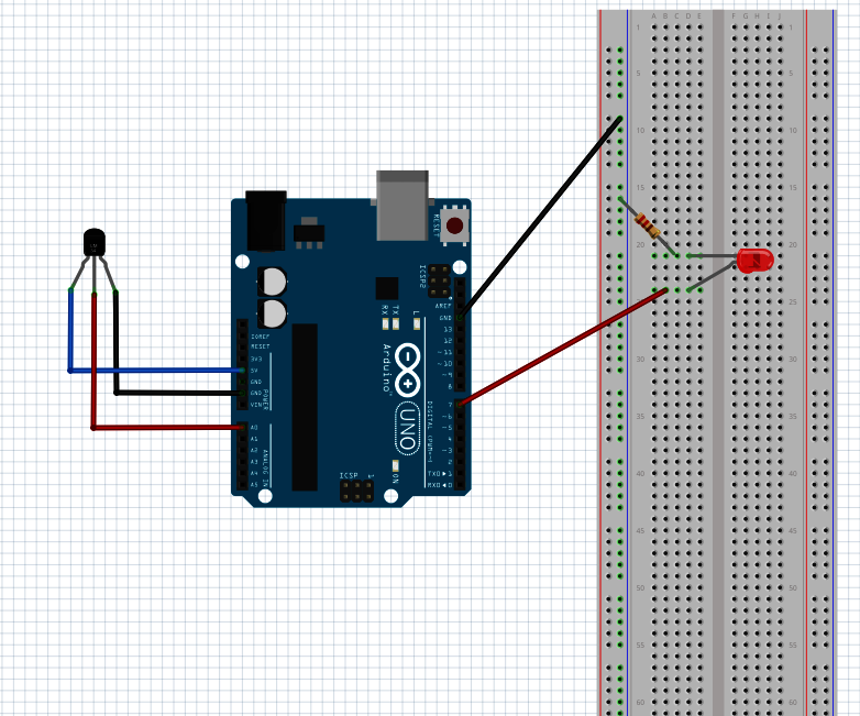 DIY guide for Arduino Controled Temperature Sensor With Warning Light with step-by-step instructions
