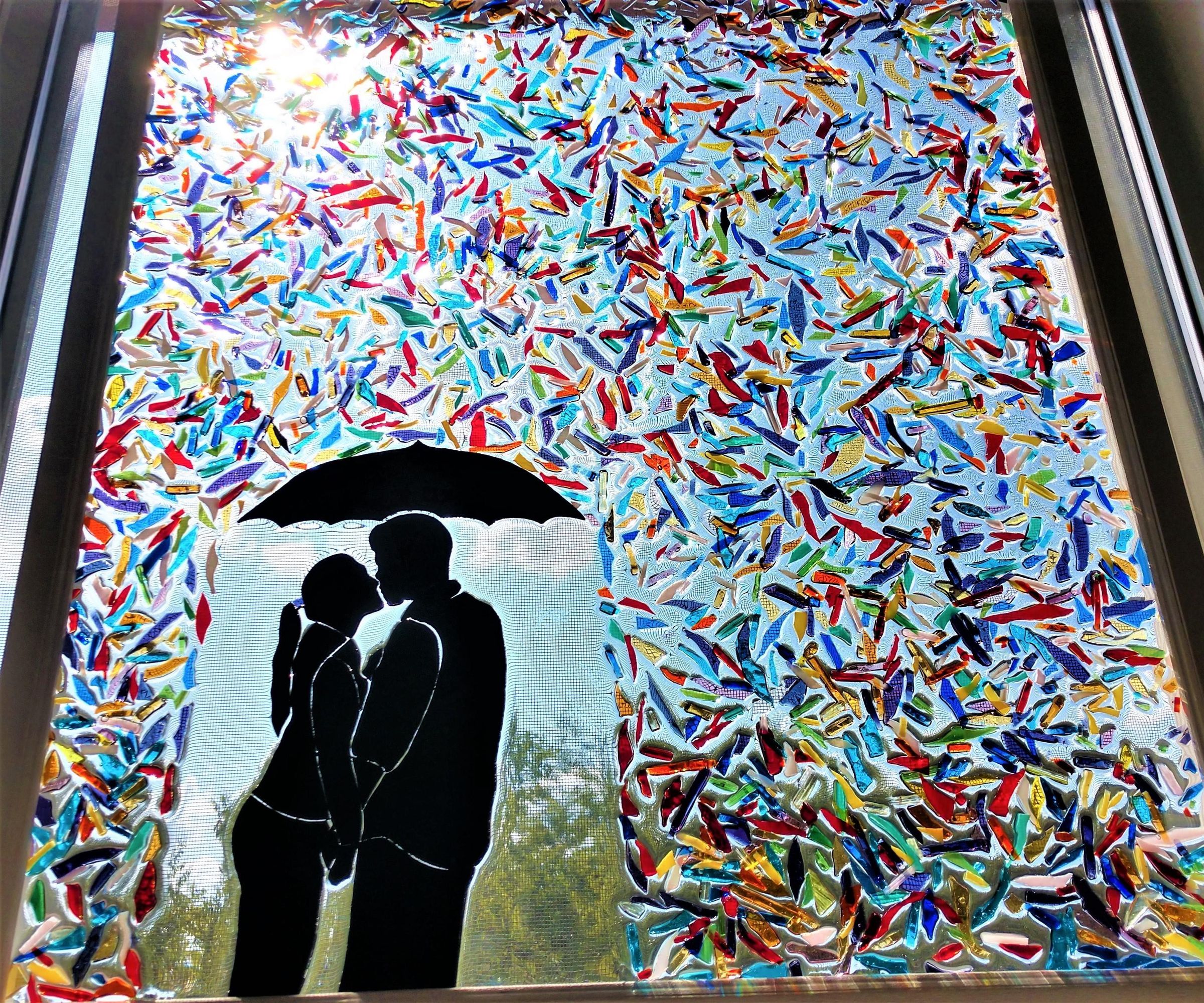 Scrap Stained Glass Panel