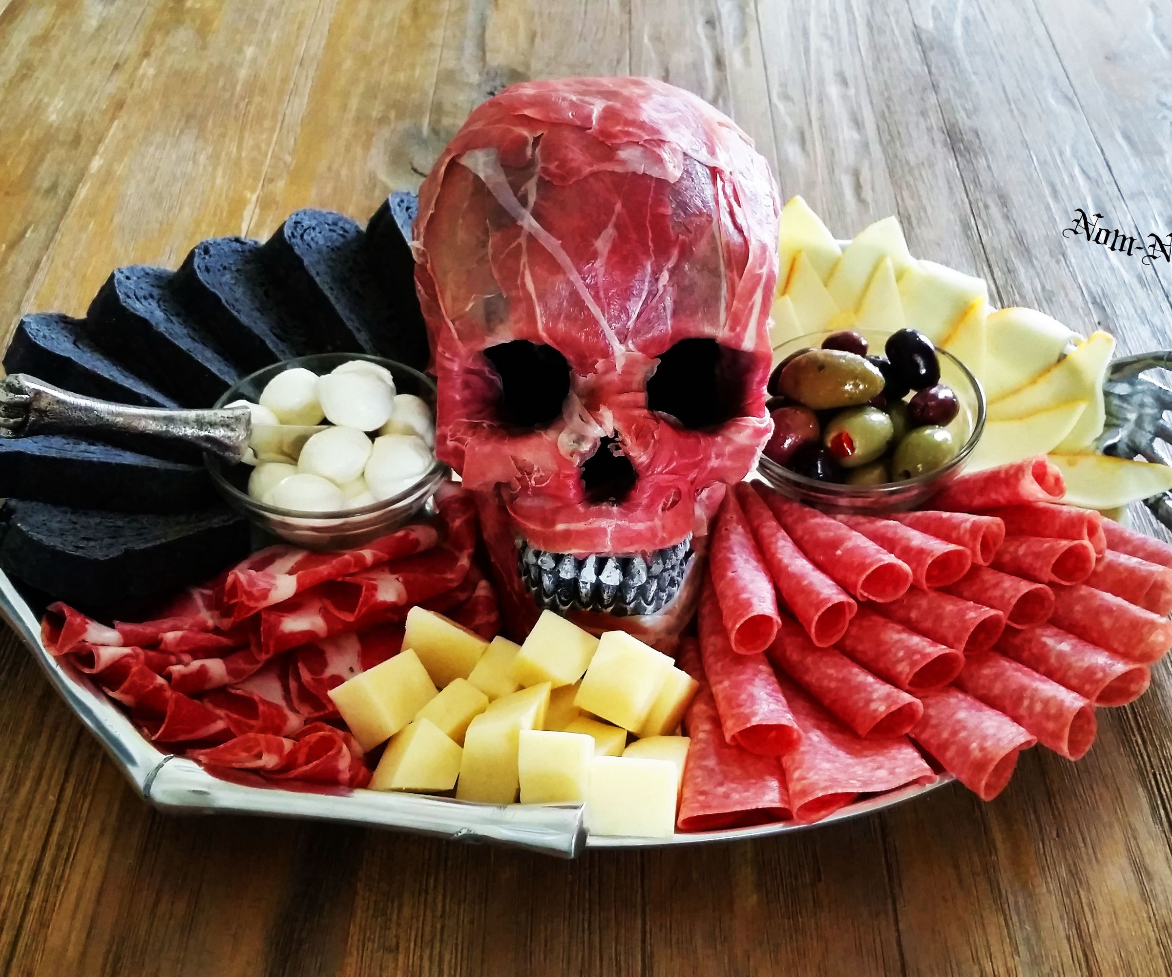 Flayed Human Skull Antipasto Platter