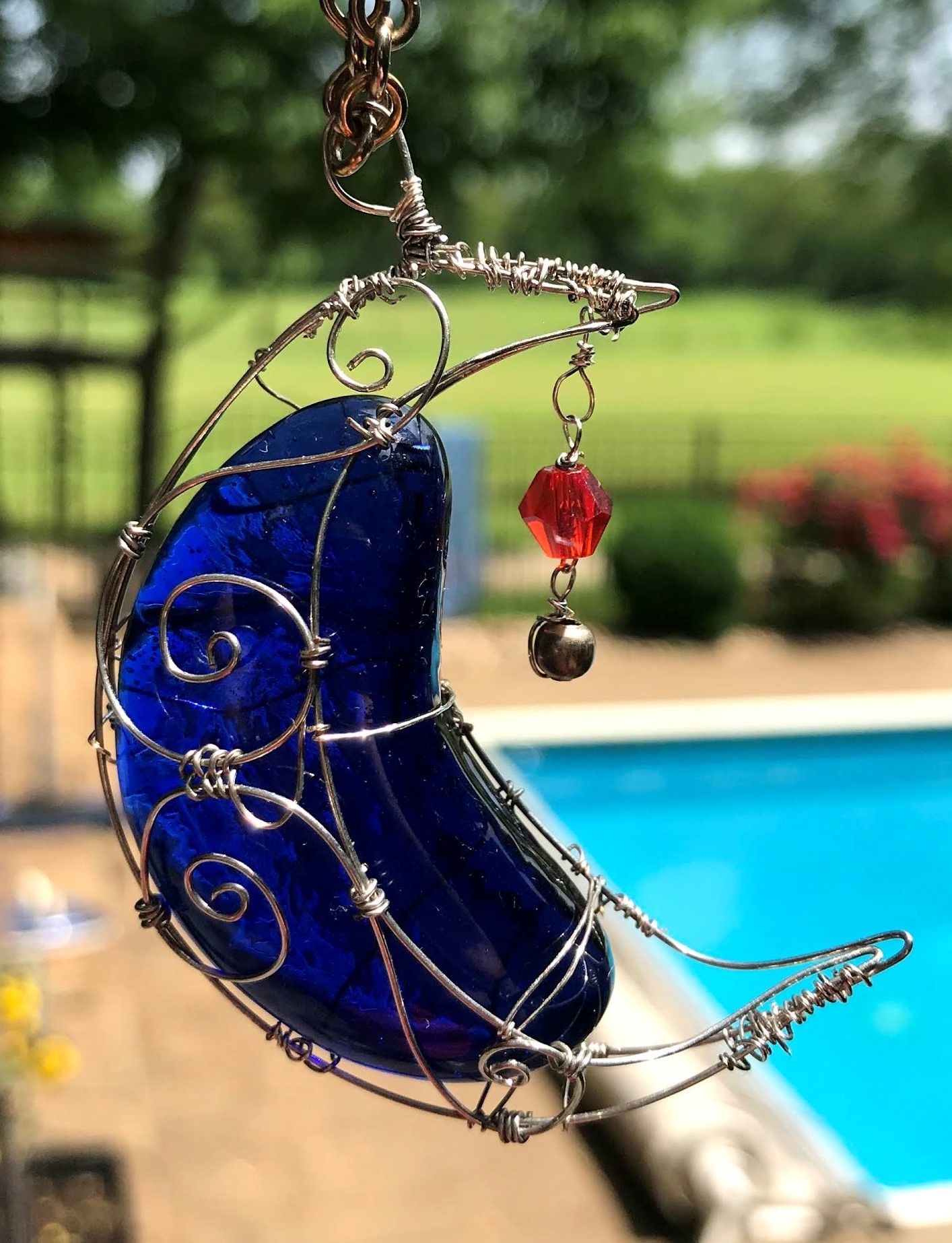 Wire Wrapped Moon Pendant 