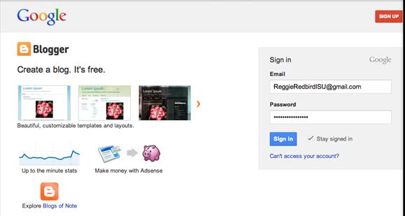 Signing Up for Blogger