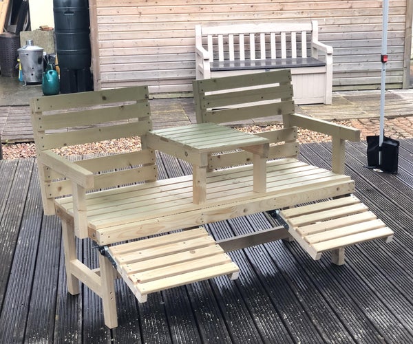 Double Seat Garden Bench With Ratchet Leg/Footrest Diy.... Updated 21.08.2021