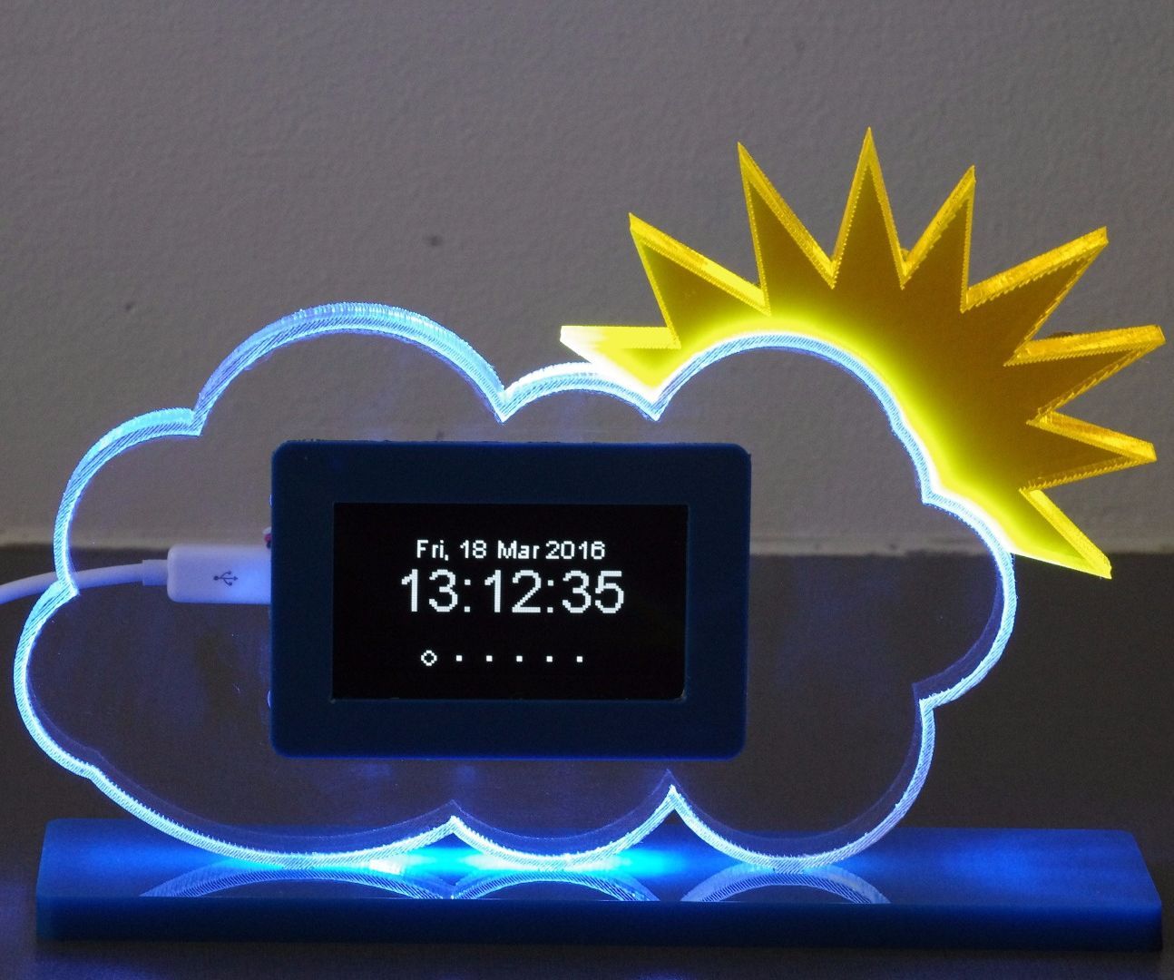 Acrylic Sheet RGB Glowing Weather Station With Indoor/outdoor/forecast Using ESP8266