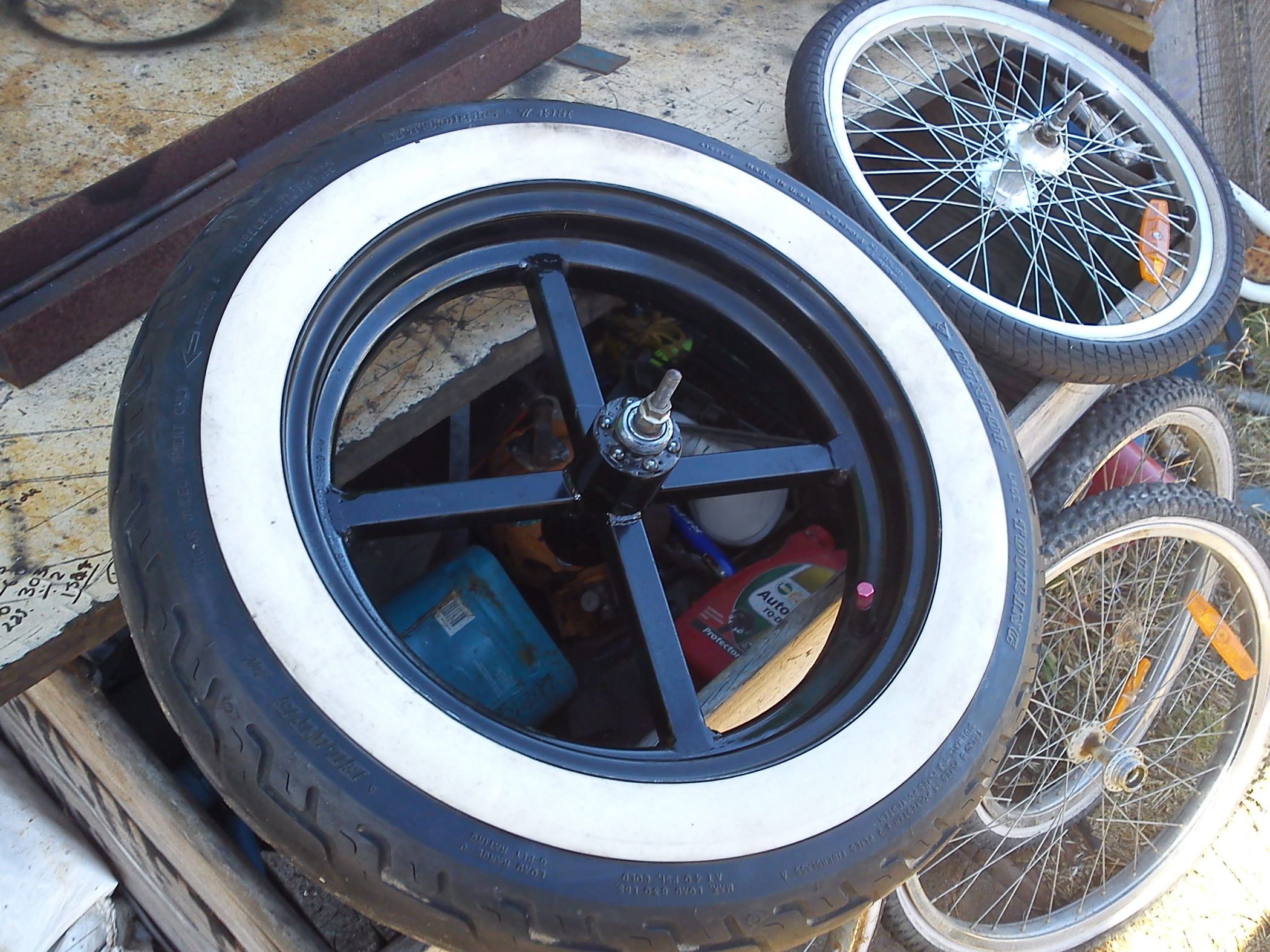 Making Wide Bike Wheel Hubs and Joining Them to Car Rims! 6 Steps