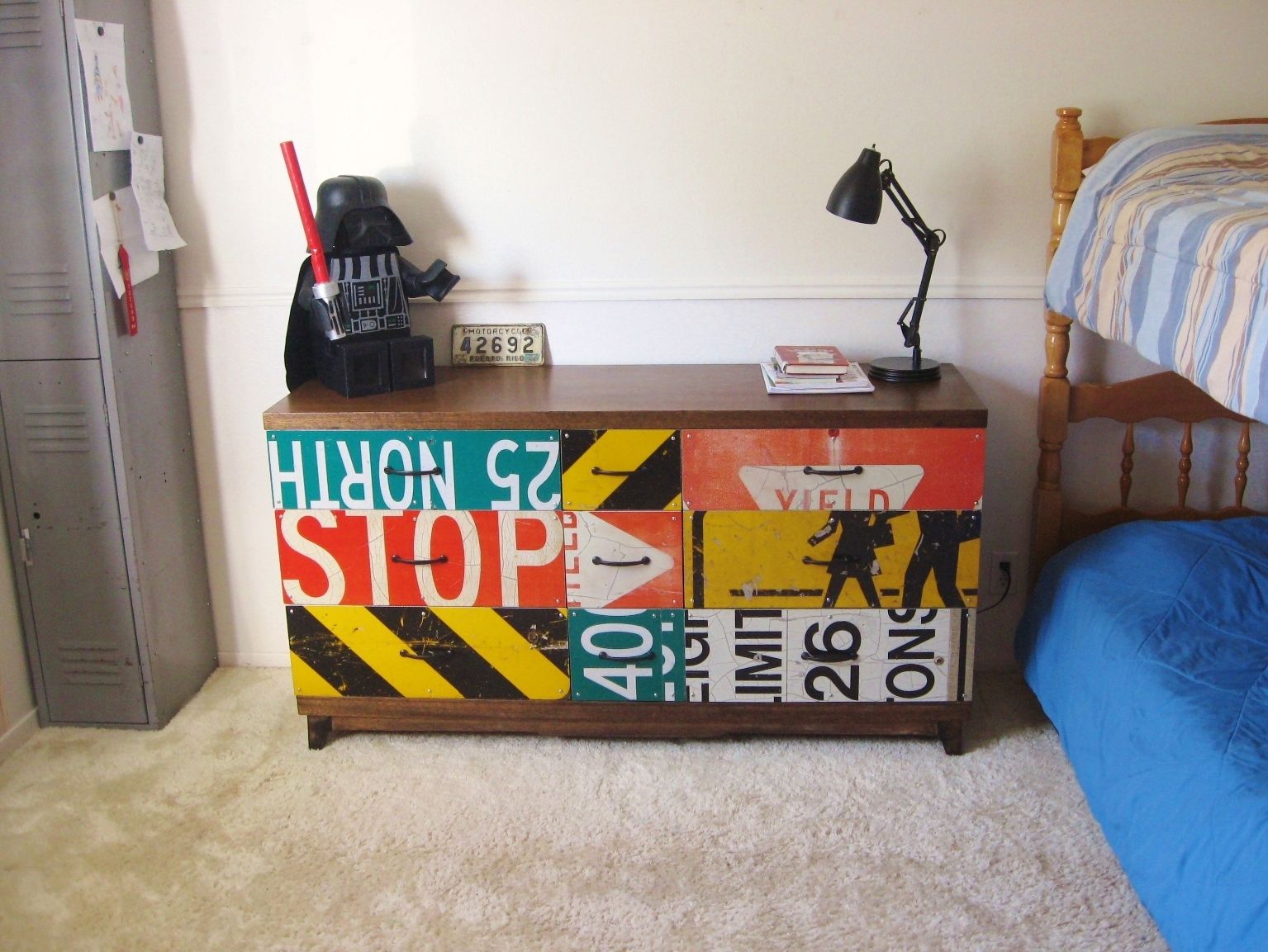 DIY guide for Revamp old dresser with road signs with step-by-step instructions