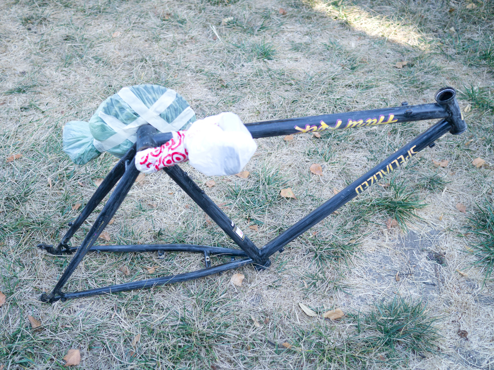 preparing a bike frame for paint