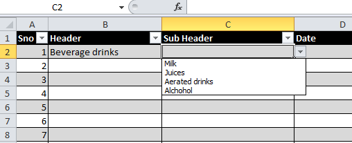 Excel Subitems Create Custom Sublist in Excel (sublist Changes As Per Header) : 4 ...