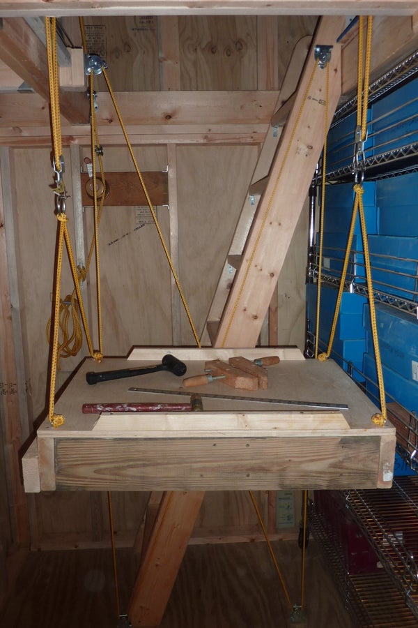 An Elevator For My 10 X12 Storage Shed 5 Steps With Pictures Instructables An Elevator For My 10 X12 Storage Shed, Build Your Own Garage Storage Lift