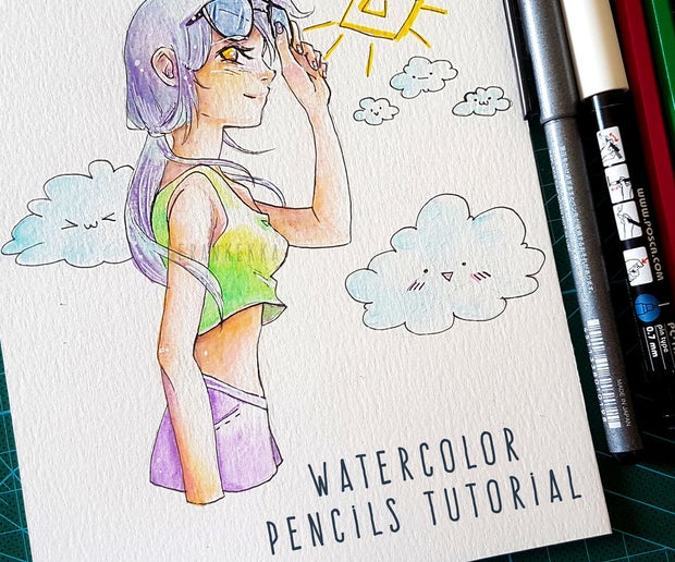 How To Draw Anime Girl With Sunglasses Watercolor Pencils Tutorial 7 Steps Instructables
