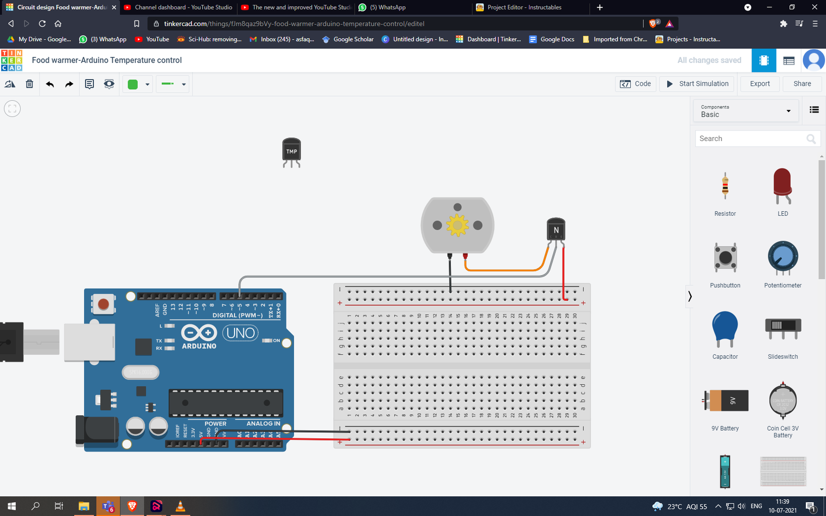 Temperature Controlled DC Motor | Arduino TINKERCAD : 4 Steps ...