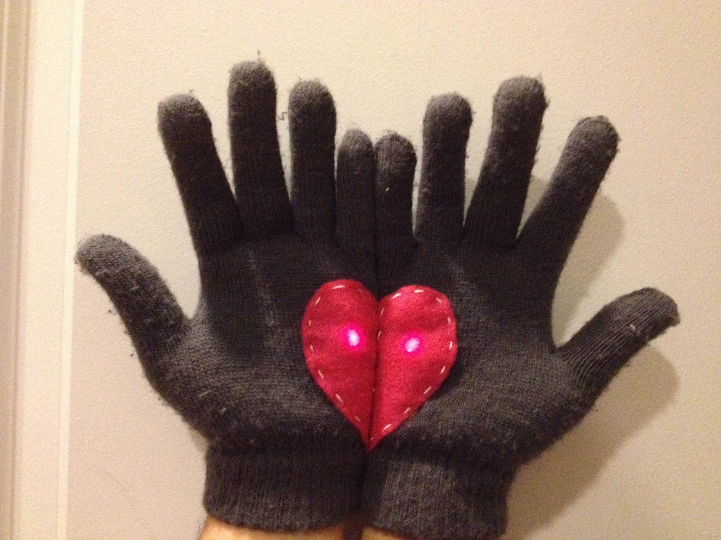 DIY guide for LED "Handful of Hearts" Gloves with step-by-step instructions