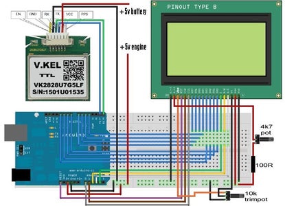 Arduino GPS Speedometer With a Ks0108 - 128x64 GLCD (display) : 10 ...