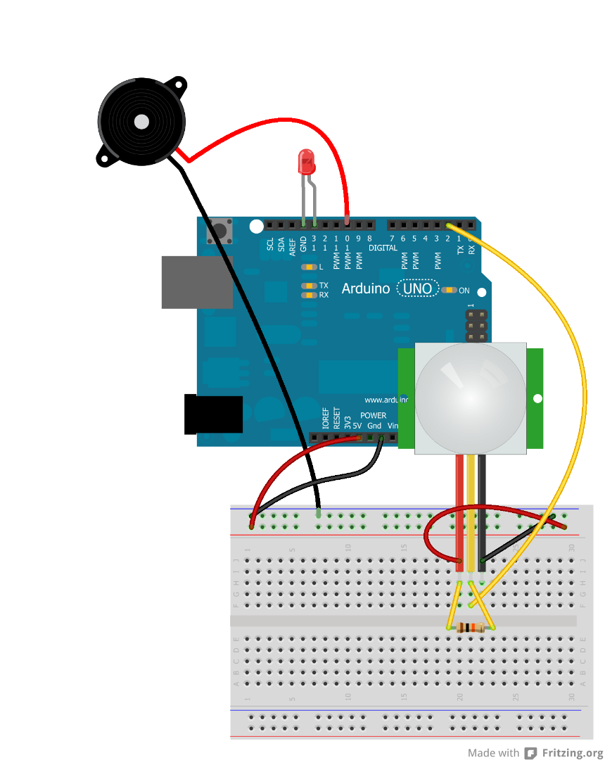Arduino PIR Motion Sensor Based Security System : 3 Steps (with ...