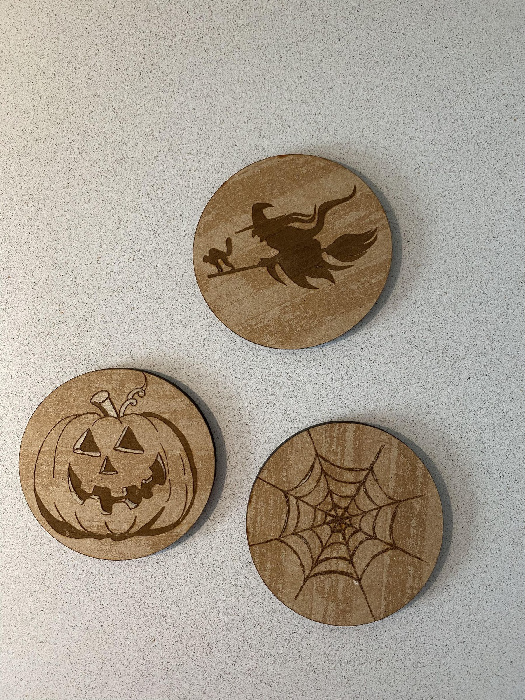 Halloween Themed Wooden Coasters 