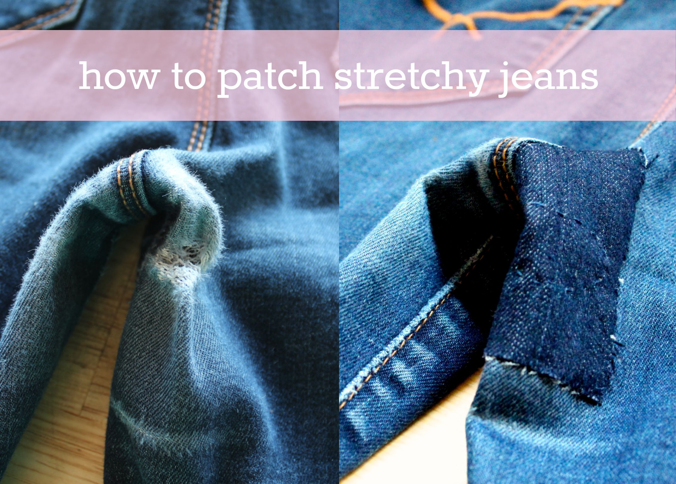 patching jeans by hand