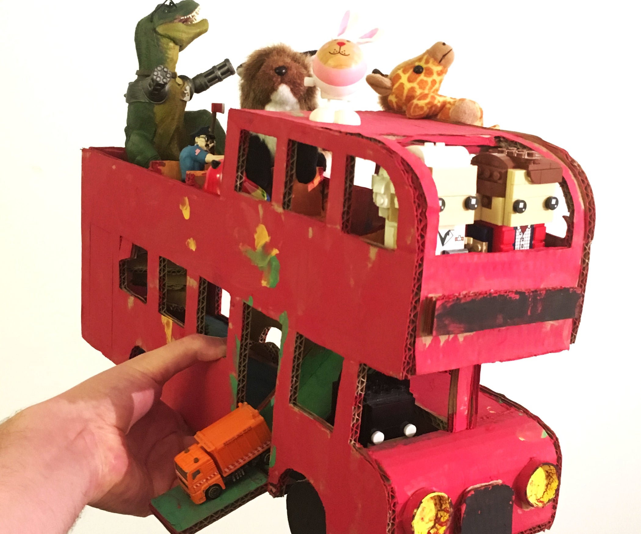 Cardboard Box Bus for a Toy Ride 16 Steps (with Pictures