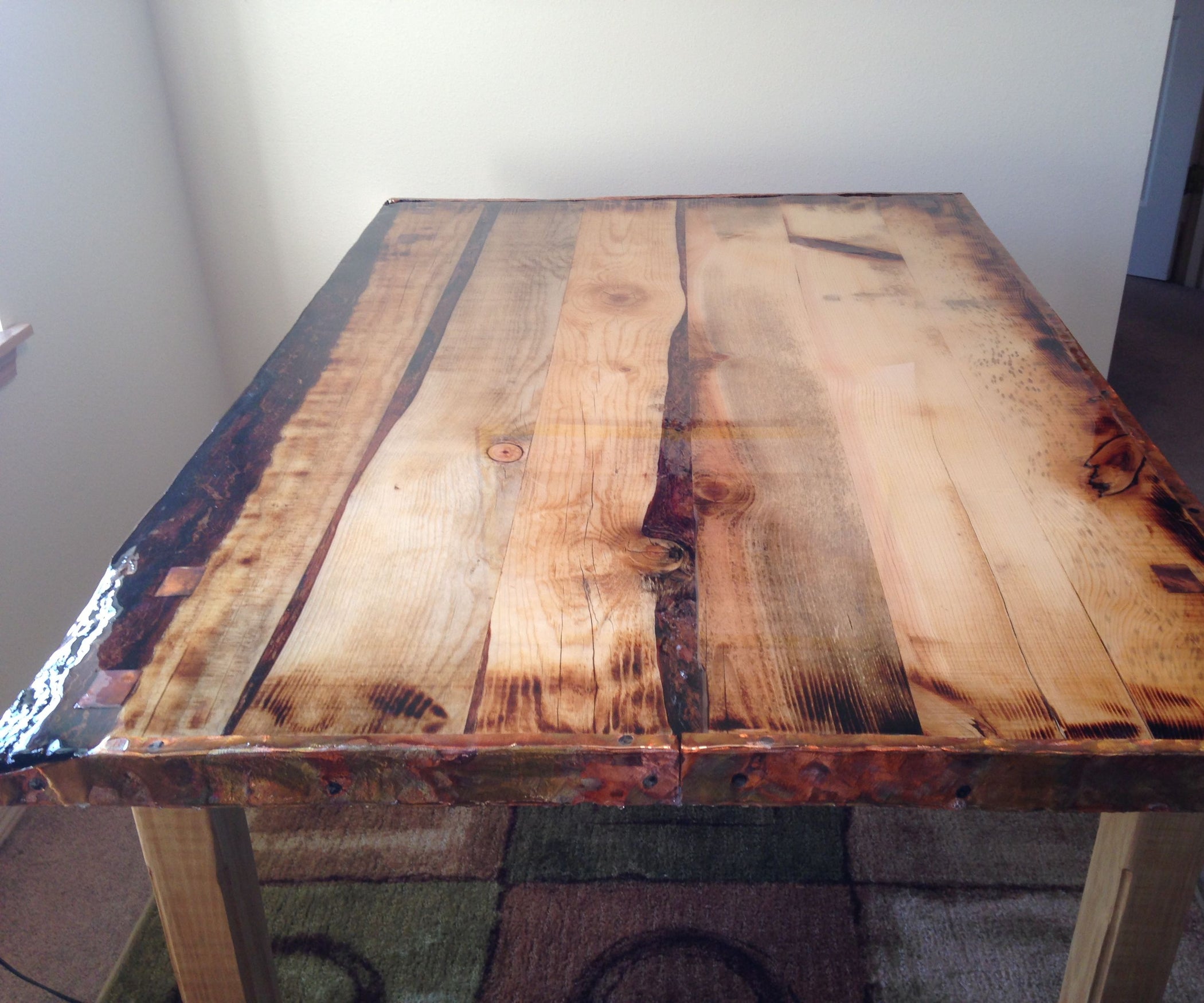 Epoxy Finished, Rustic Dining Table 4 Steps Instructables
