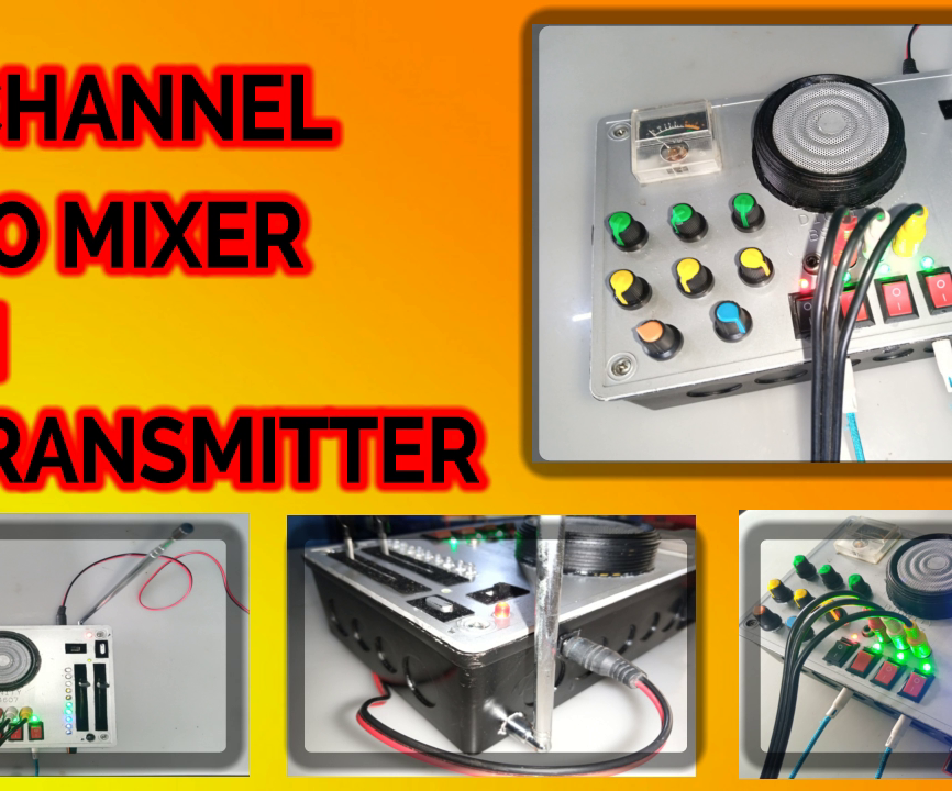 3 channel audio mixer integrated with an fm radio transmitter DIY Project DIY Project Image