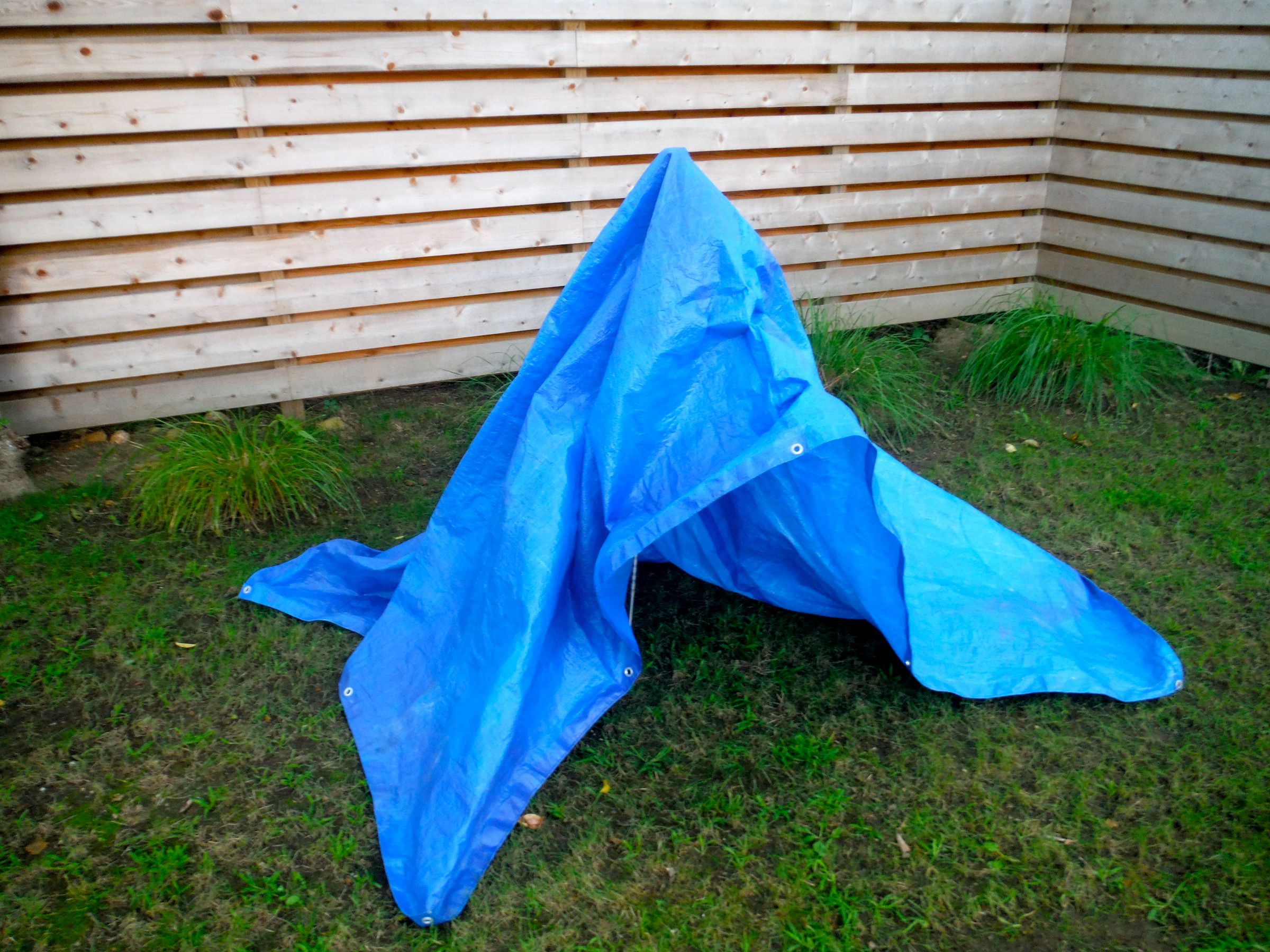 Trekking Pole Blue Tarp Tent 5 Steps (with Pictures) Instructables