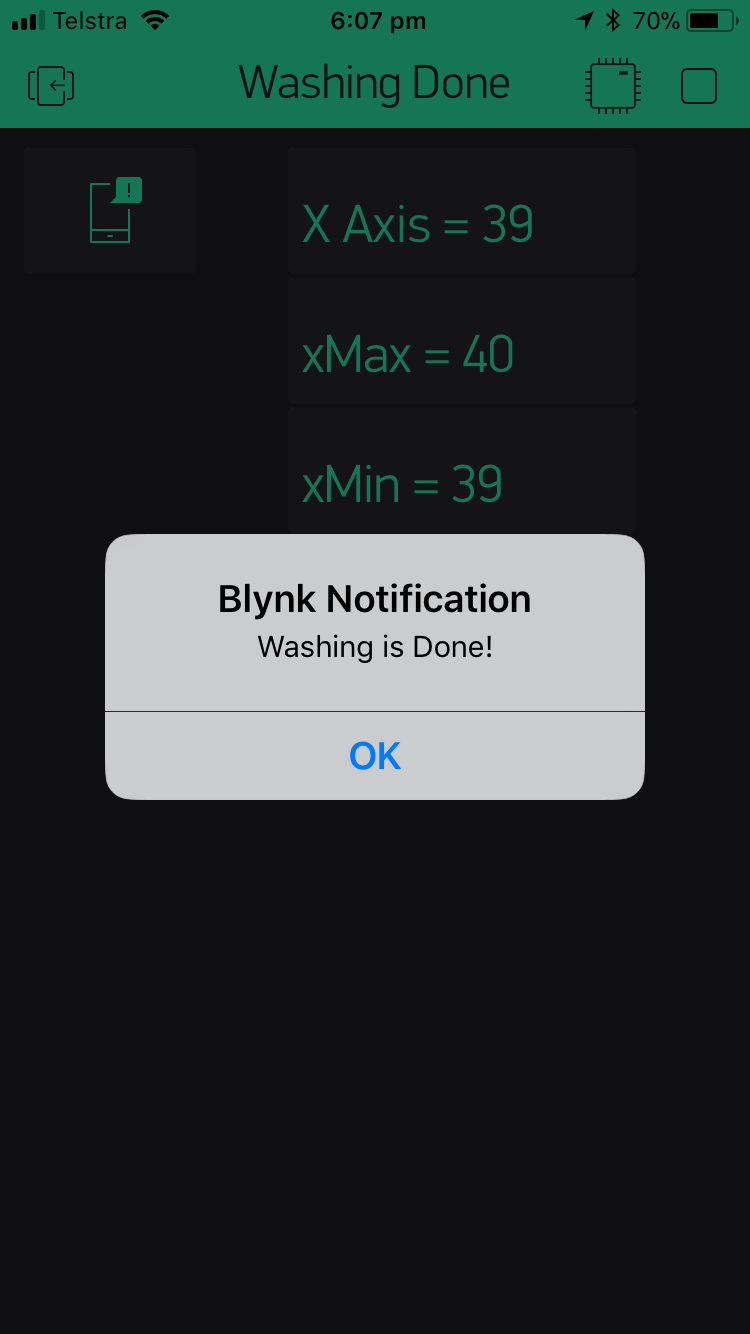 Arduino Washer Dryer Alert Push Notification to Phone With Blynk 5