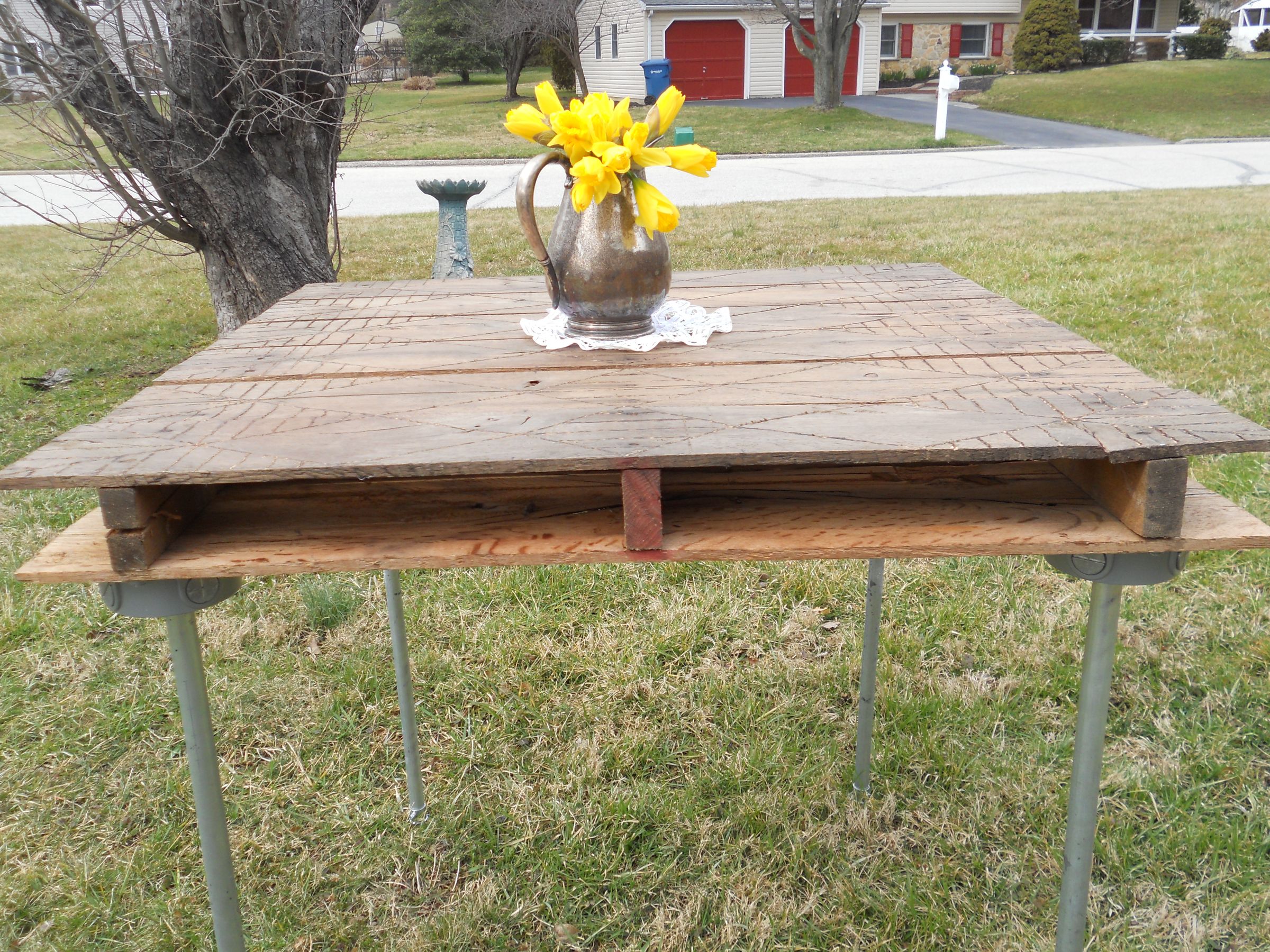 Rustic Table Made Out of a Wooden Shipping Pallet 4 Steps Instructables
