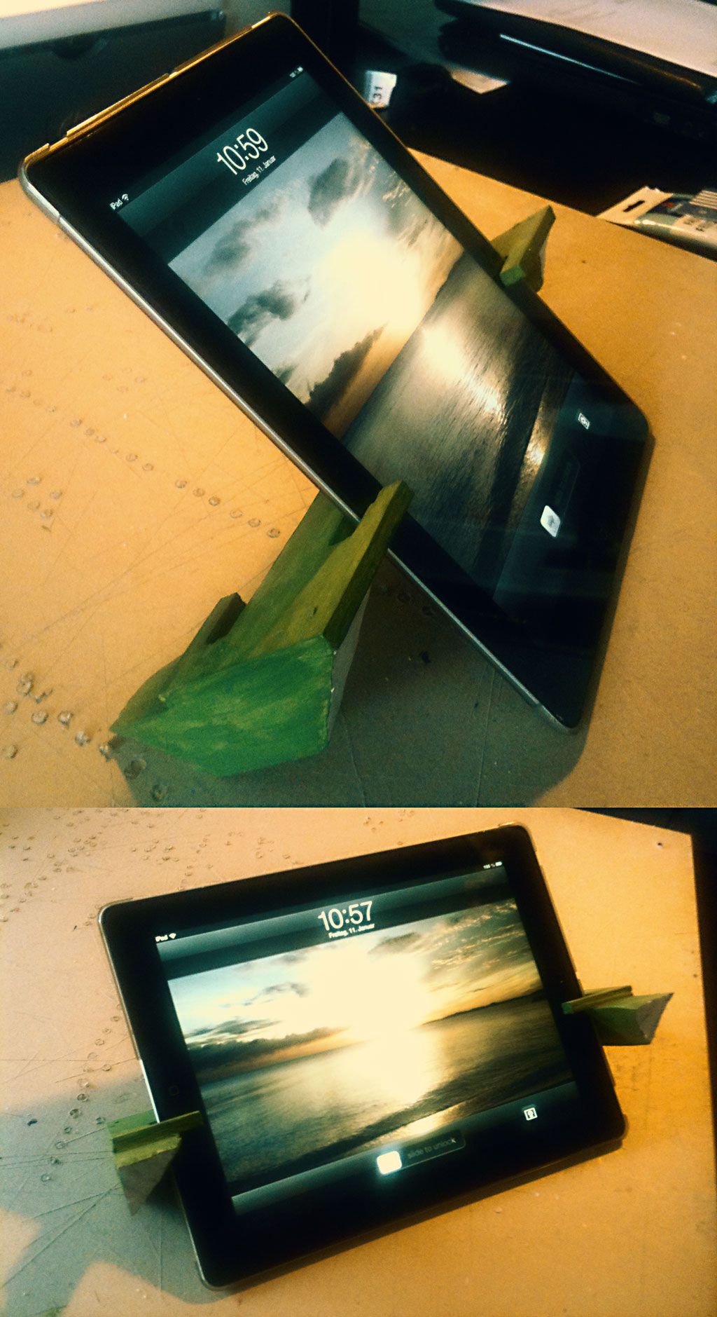 ipad/tablet stand - portrait and landscape - from recycled fruits crate DIY Project DIY Project Image