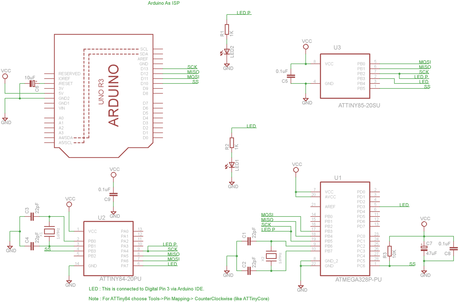 Programming the ATTiny85, ATTiny84 and ATMega328P : Arduino As ISP : 9 ...