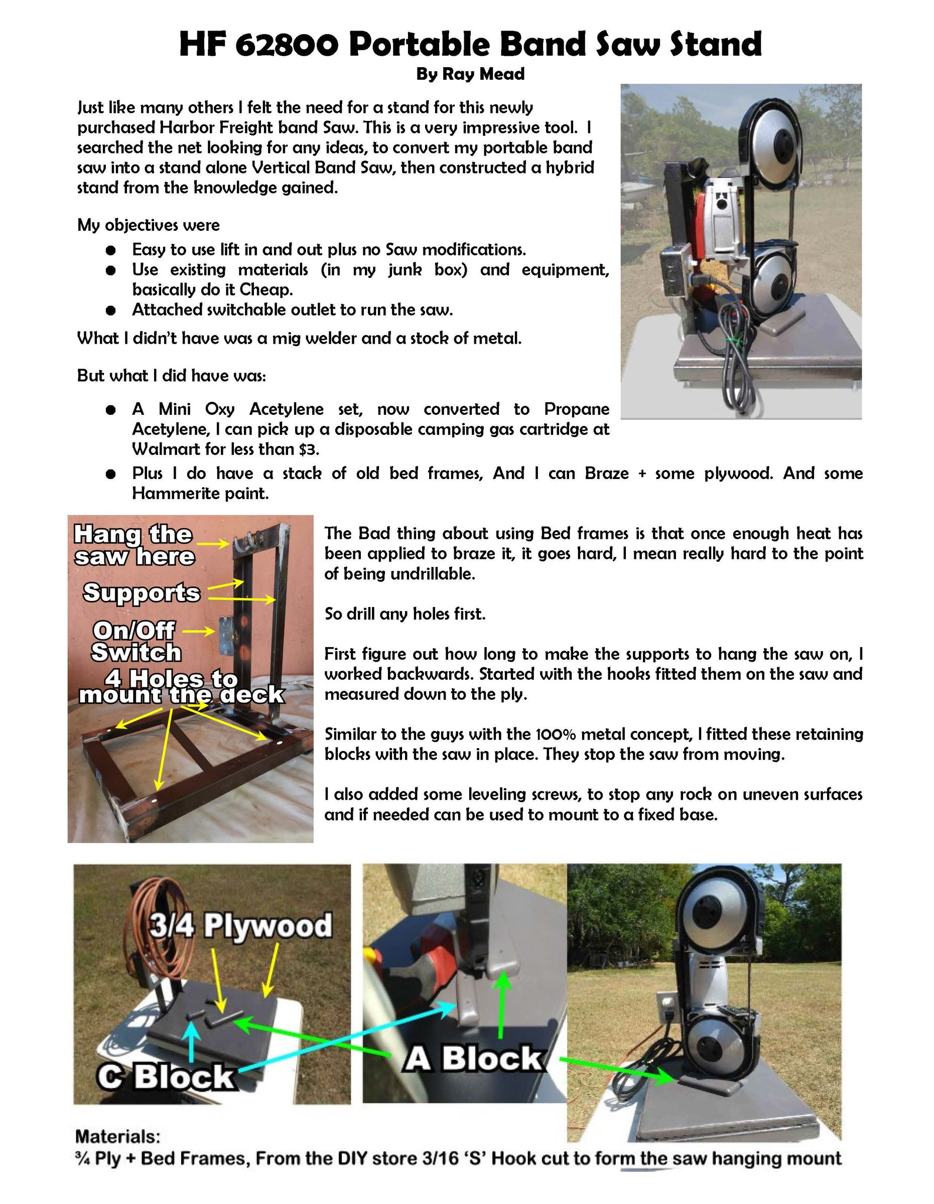 Harbor Freight Portable Band Saw Stand 