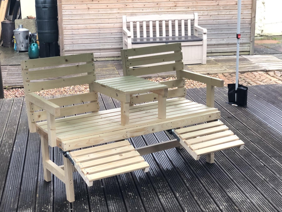 Çift Kişilik Bahçe Sehpası Cırcır Ayaklı/Ayak Dayamalı Diy.... Updated 21.08.2021