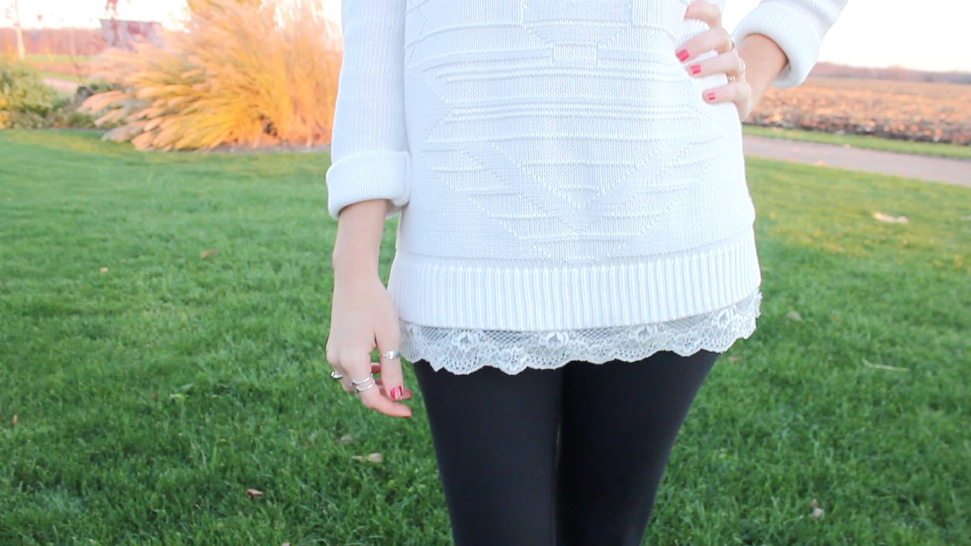lace trim jumper dress