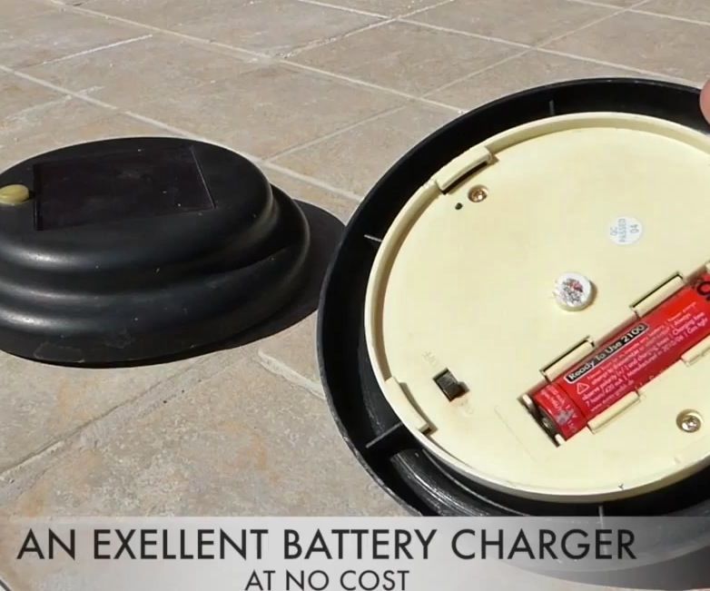 DIY guide for DIY solar-powered battery charger from a garden light with step-by-step instructions