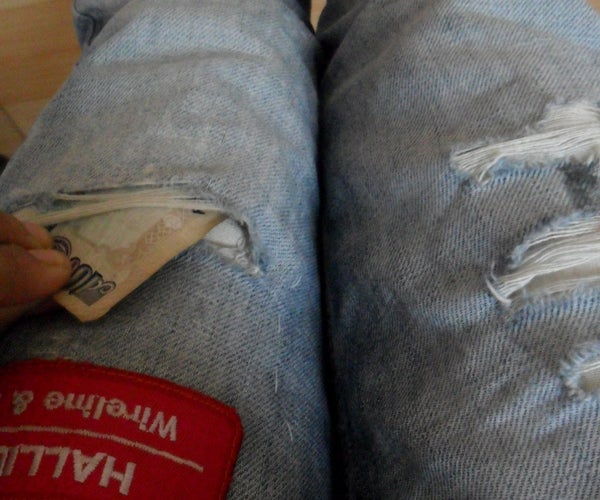 Tattered Jean Secret Gadget Pocket