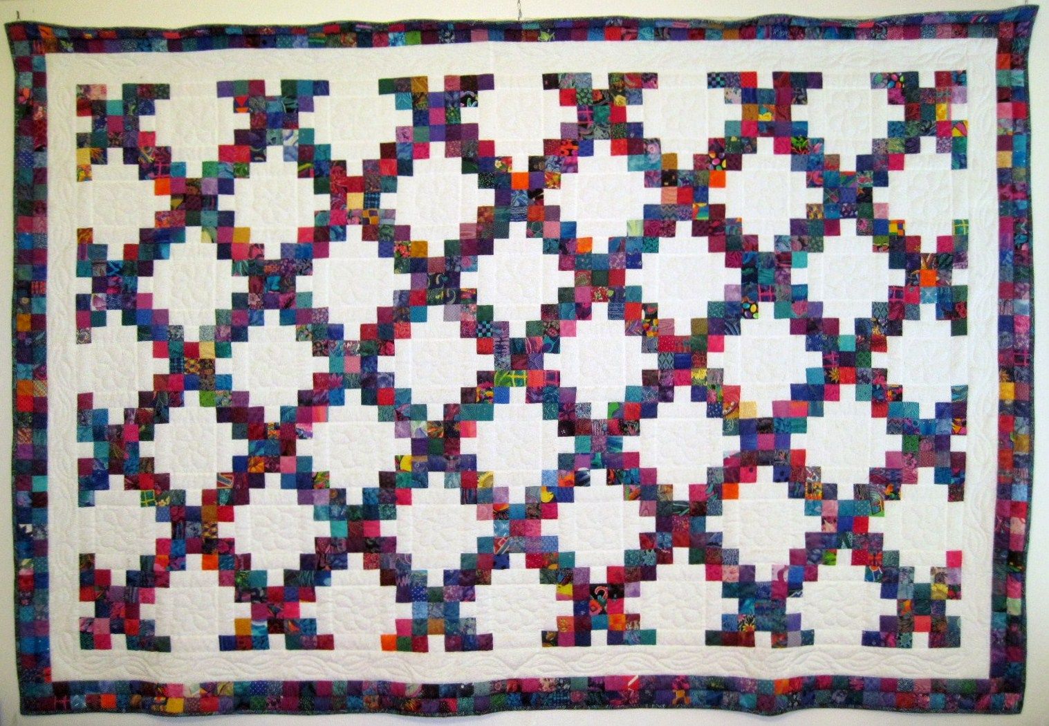 DIY guide for "Scrappy Double Irish Chain" Quilt with step-by-step instructions