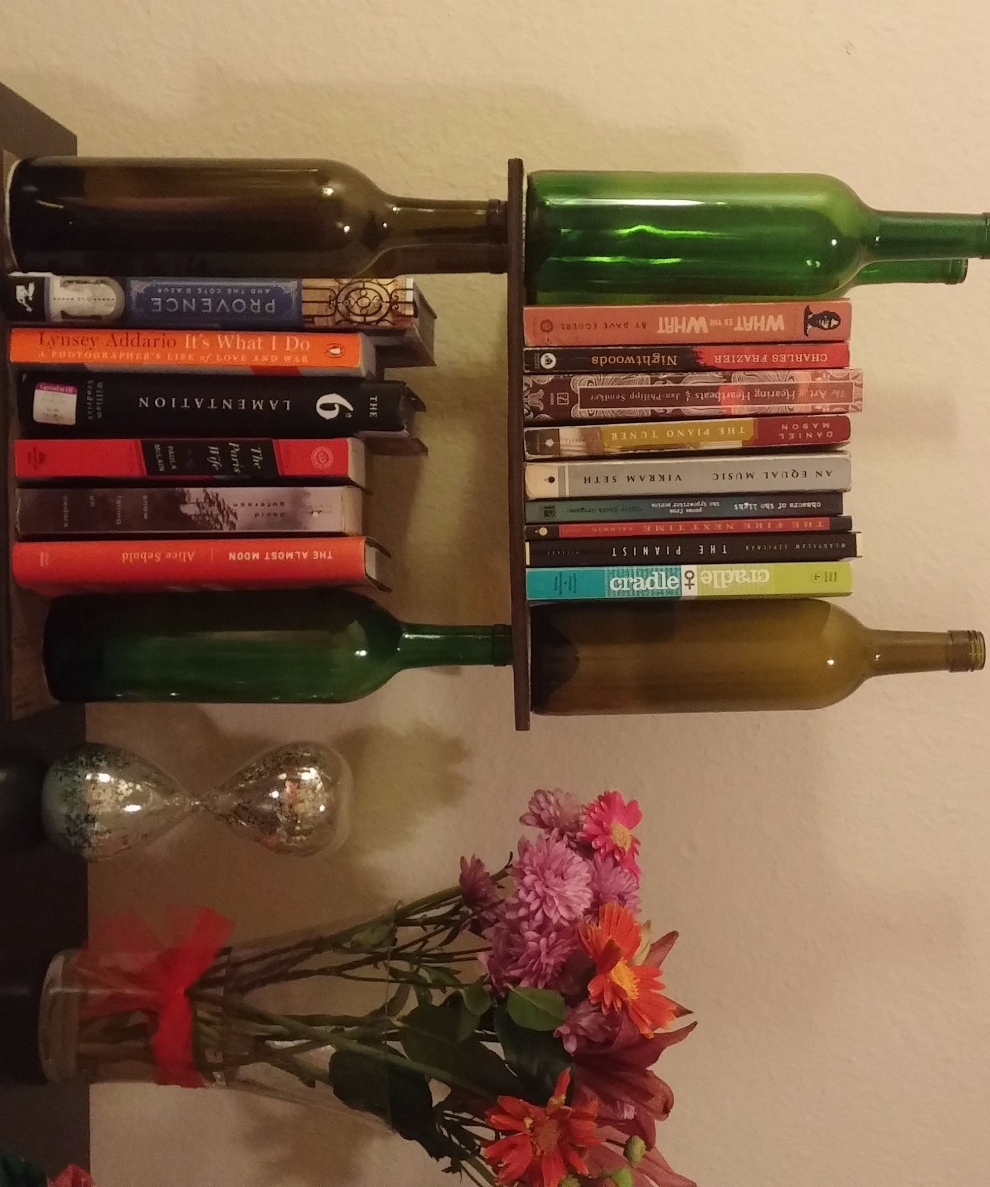 wine bottle bookshelf DIY Project DIY Project Image