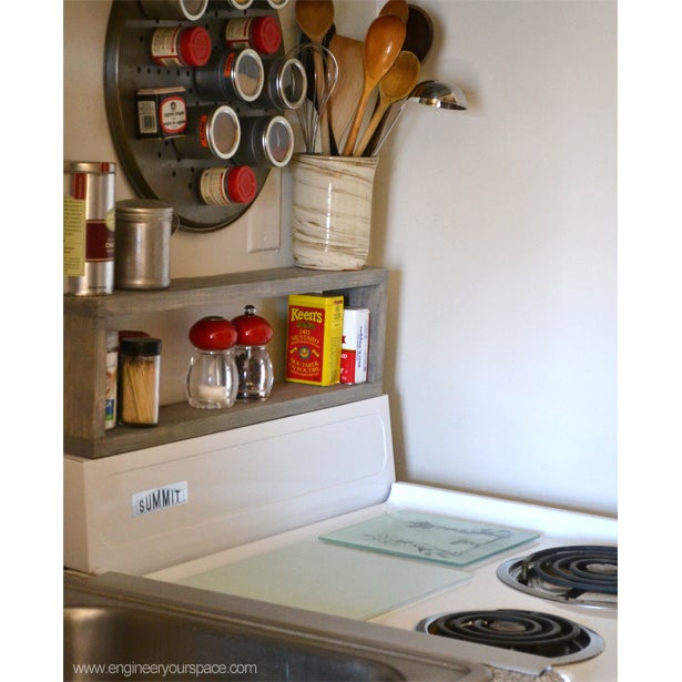 DIY Shelf Above the Stove = Extra Storage in a Small Kitchen 8 Steps