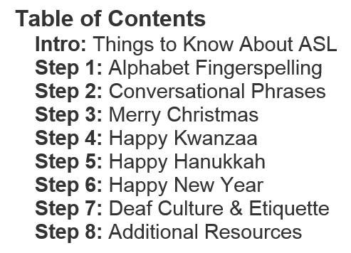 American Sign Language Basic Conversational Communication And Holiday Greetings 10 Steps Instructables