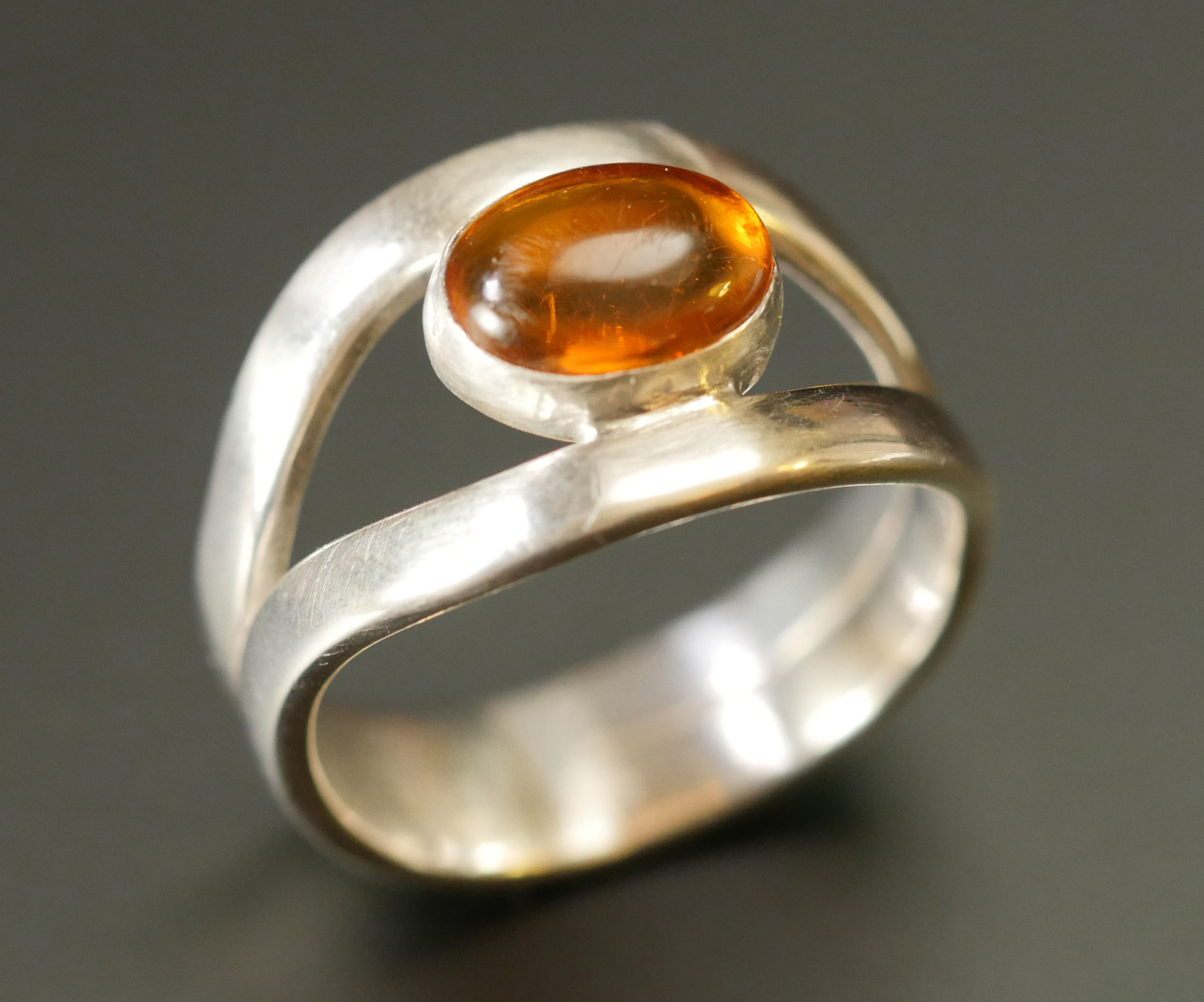 Silver & Amber Ring